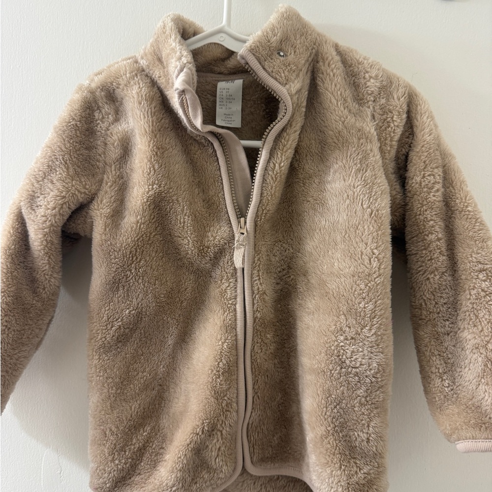 H&M Beige Pile-Hooded Jacket